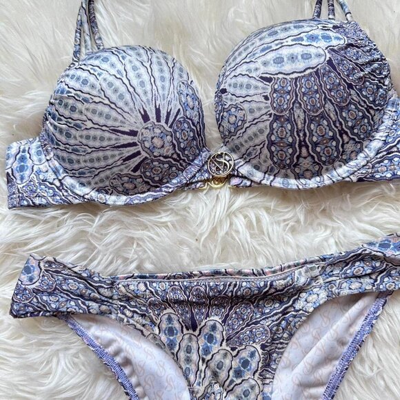 Victoria’s Secret 2014 Bombshell Push-up Blue and white bikini set - Picture 2 of 8